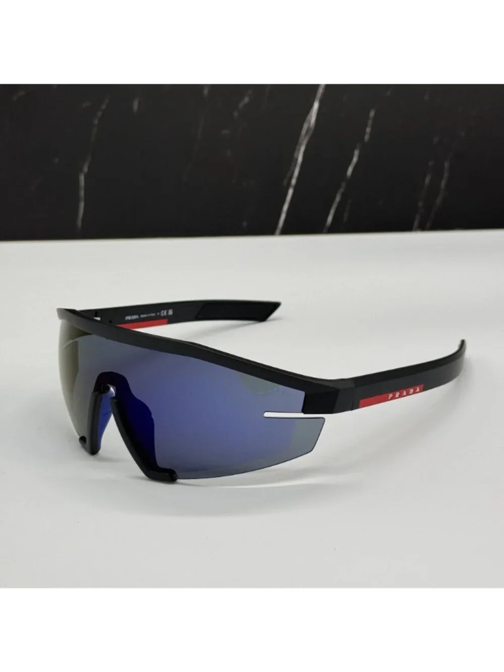 Prada Linea Rossa PS03ZS 1BO05U Men Black Blue Sport Sunglasses Authentic NEW